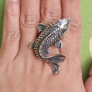 925 sterling silver fish / koi ring